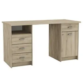 Bureau MONACO 2 + 1 Porte + 4 Tiroir + 1 Niche - Chêne