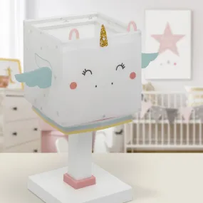 Witte kinderkamer tafellamp, Eenhoorn